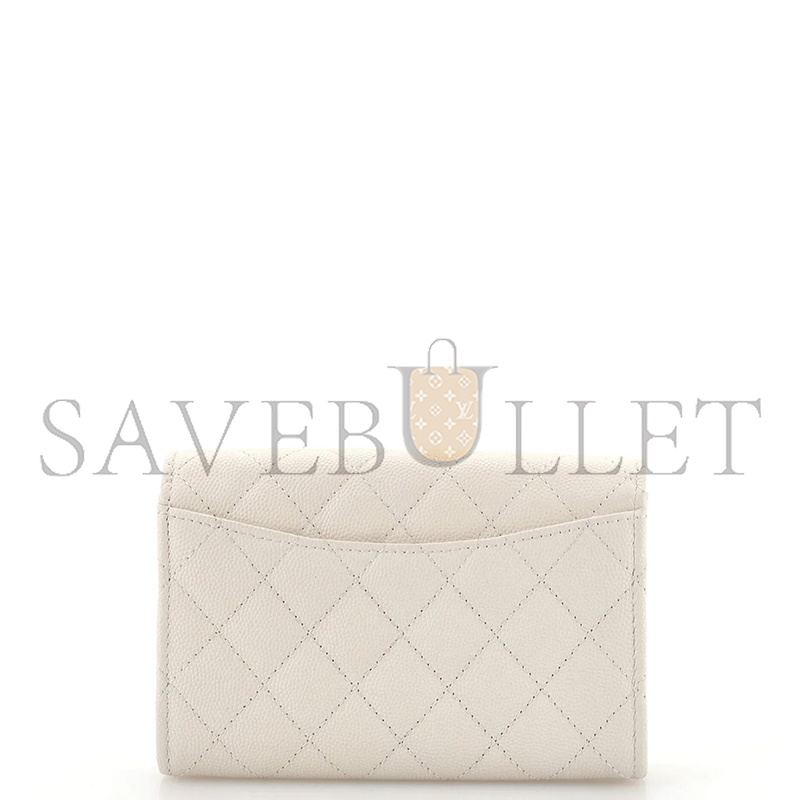 Ch*el caviar quilted flap card holder wallet white ap0214 (11.3*7.5*2.5cm)